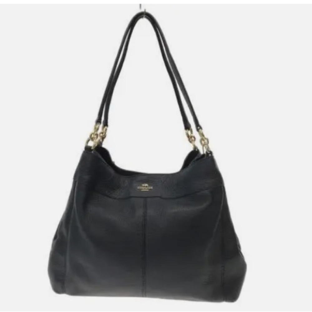 Coach F57545 Lexy Shoulder Bag Black Pebble Leather